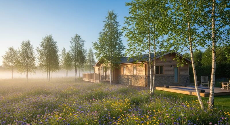 Wellness retreat in wildflower meadow